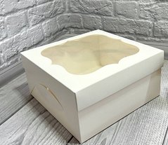Коробка для бенто-тортів з віконцем 17 х 17 х 9 см Молочна