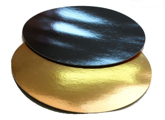 Подложка золото/черная круглая двухслойная, 1 мм, 26 см