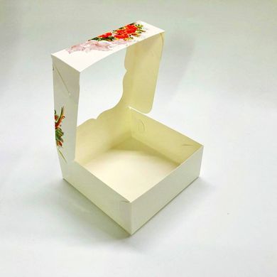 Коробка для бенто-тортов с окошком 17 х 17 х 9см Калина