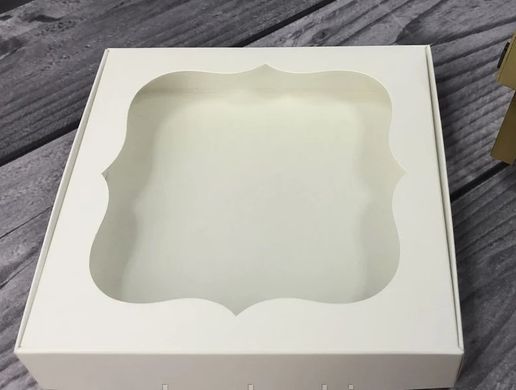 Коробка для пряника і цукерок з віконцем 15 х 15 х 3 см , Білий