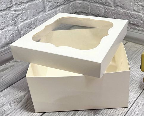 Коробка для бенто-тортів з віконцем 17 х 17 х 9 см Молочна