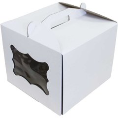 Коробка для торта 25 х 25 х 20см белая с окошком