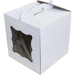 Коробка для торта 28 х 28 х 30см белая с окошком