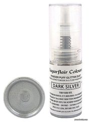 Кандурин с распылителем Темное Серебро Sugarflair Edible Lustre Powder Dark Silver, 10г