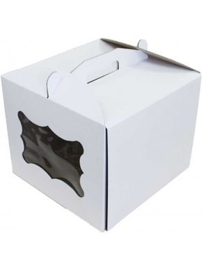 Коробка для торта 30 х 30 х 25см белая с окошком