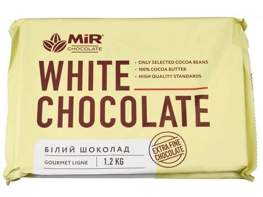 Шоколад MIR білий в плитці 26%, 1.2кг