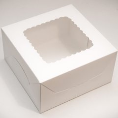 Коробка для бенто-тортов  с окошком 14х14х7см белая