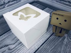Коробка для 1-го кекса с окошком Бабочка 10 х 10 х 9см Белая