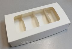 Коробка для эклеров и зефира белая с окошком 22 х 11 х 4см