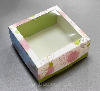 Коробка для бенто-тортів 15х15х7см кольорова