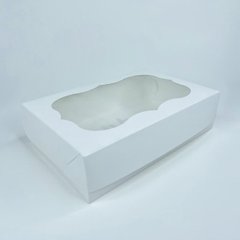 Коробка для еклерів і зефіру з віконцем 23 х 15 х 6 см біла